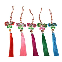 Estilo do carro Chaveiro Carro Ornamentos Enfeites de Borboleta Bordado Sachê no Carro Chinês Knotting Tassel Hanging Acessório Do Carro
