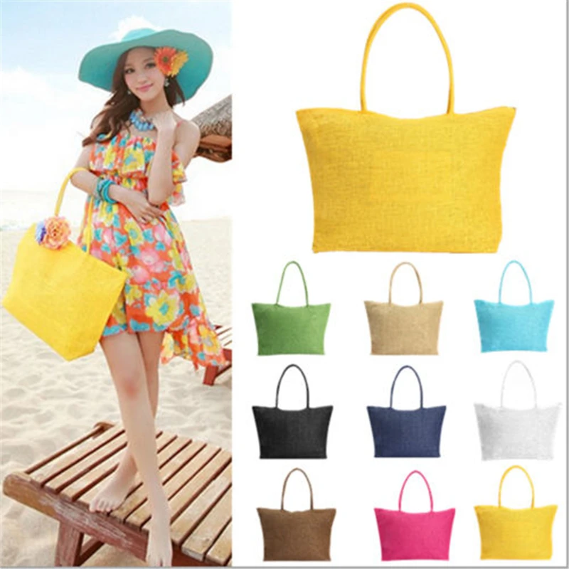  2017 Hot New Design Straw Popular Summer Style Weave Woven Shoulder Tote Shopping Beach Bag Purse Handbag Gift FreeShipping N770 