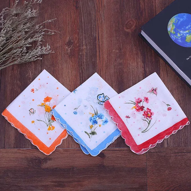 

Wholesale 10 Pcs/Set Colorful Ladies Handkerchief Antique Floral Embroidered Scarf Hankie Mint Good Quality Random Delivery