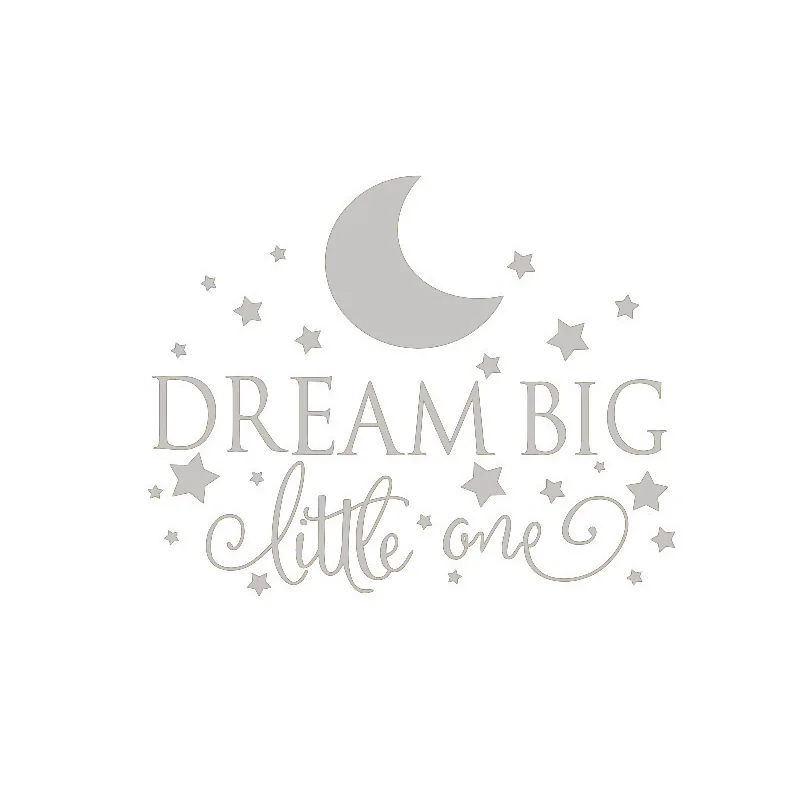 Dream Big Little One Наклейка-цитата на стену, стикер на стену детской спальни художественный декор, Детская Настенная Наклейка настенные наклейки со звездами 2632 - Цвет: Silver