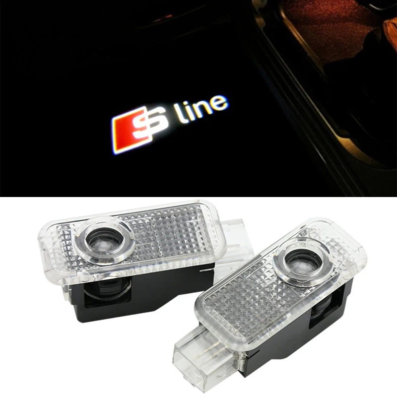 

2x Car LED Welcome Door Warning Light Projector Sticker For Audi Sline A1 A3 A4 A6 A5 A7 A8 TT Q3 Q5 Q7 C5 C6 B5 B6 B7 Quattrro