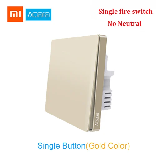 Обновленная версия Xiaomi Aqara настенный выключатель Smart ZigBee Zero Line Fire Wire Light пульт дистанционного управления беспроводной ключ настенный переключатель - Цвет: gold wall switch 1 S