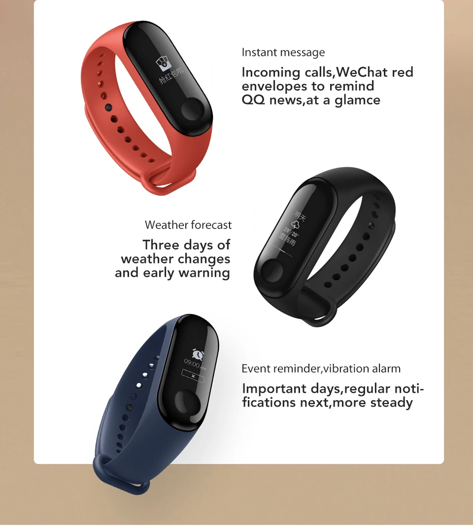 Xiaomi mi-браслет 3 Xio mi пульсометр Bluetooth 4,2 умный спортивный браслет OLED mi band 3 Smartband разноцветные ремни