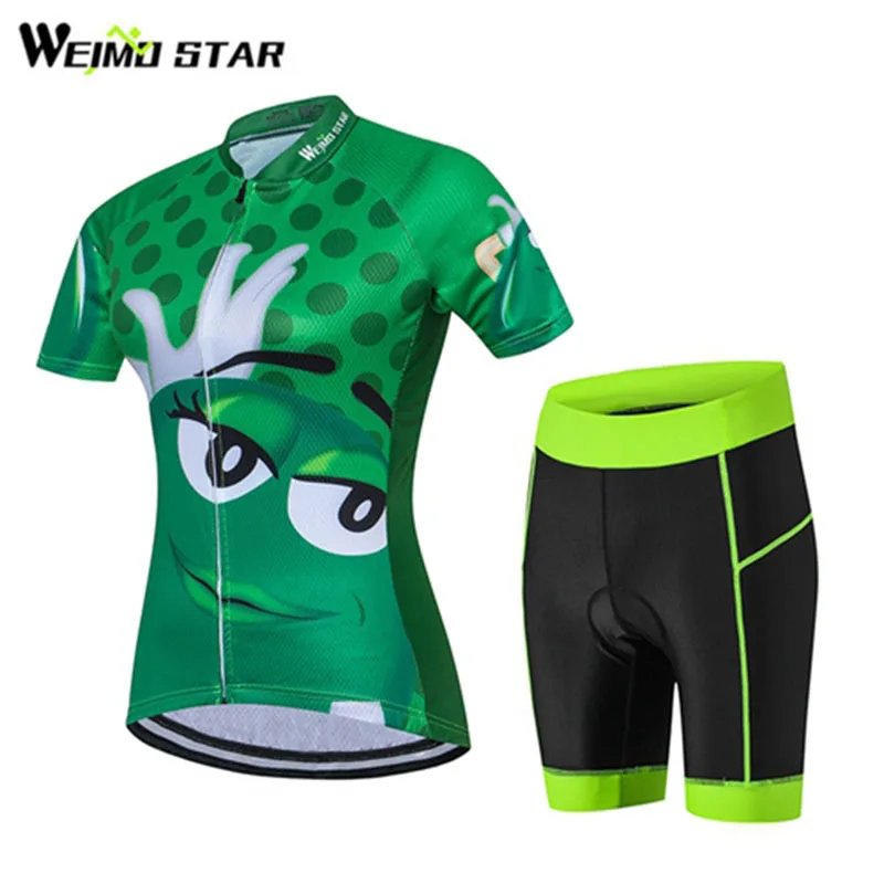 Green Cycling Jersey WEIMOSTAR Women Breathable Ropa Ciclismo MTB Mountain Bicycle Summer Short