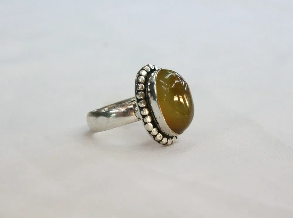 

11558 TURKISH AUTHENTIC HAND MADE JADE SILVER-PLATED RING 5.3