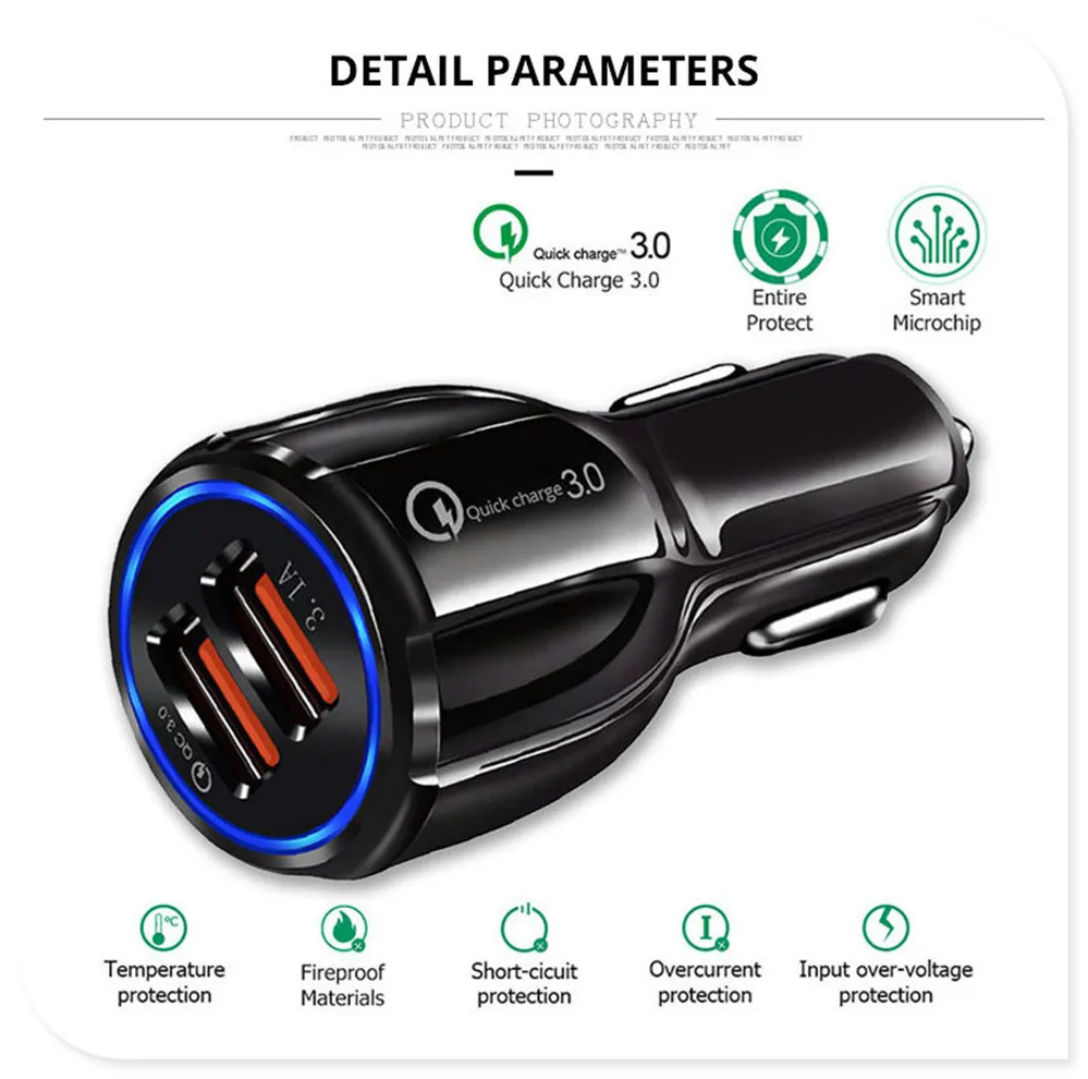 Автомобильное зарядное устройство Quick 3 0 с двумя USB-портами для Ford Taurus Mondeo Galaxy Falcon