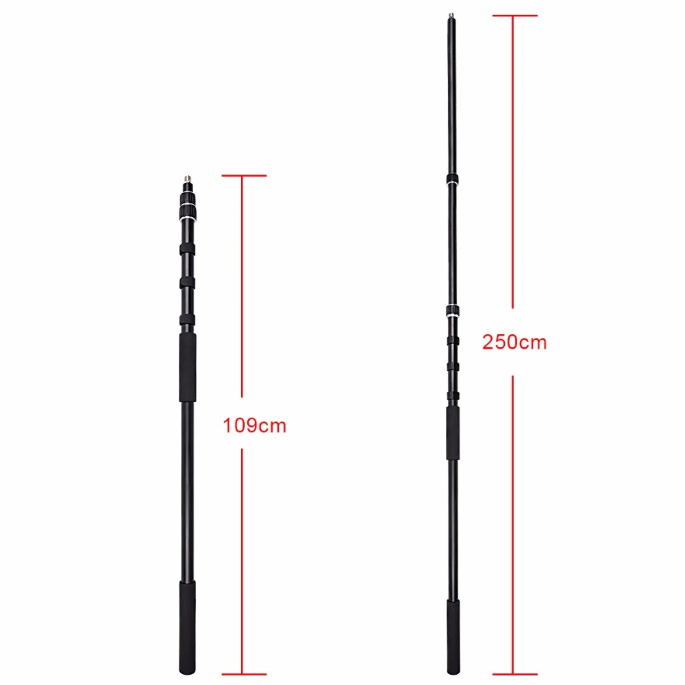 250 см Ручной штатив из алюминиевого сплава, опорная штанга для вспышки, светодиодный светильник, держатель для микрофона