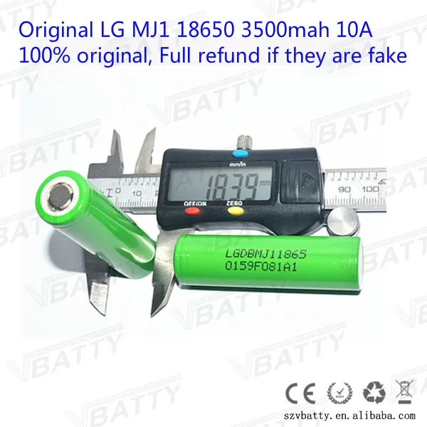 1 шт. vbattty MJ1 18650 литий-ионный аккумулятор 3,7 V 3200 mAh для LG MJ1 18650 цилиндр литий-ионная аккумуляторная батарея 10A ток разряда