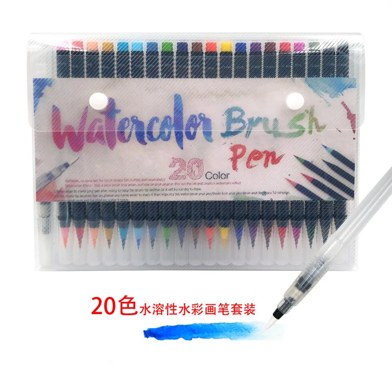 20 Цвета живопись Кисточки ручки набор мягкой Кисточки Pen Set акварель Fineliner Фломастеры для рисования для Manga граффити комиксов каллиграфия