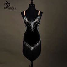 Latin Dance Dress Salsa Tango Cha cha Ballroom Rhinestone Competition Dress LQ035