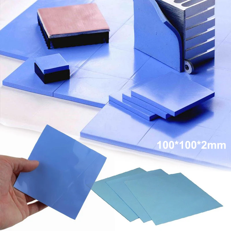 

Brand New GPU CPU Heatsink Cooling Conductive Silicone Pad 100*100*0.5/100*100*1/100*100*2mm Heatsink Two Colors Optional
