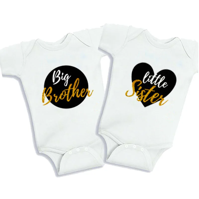 

Culbutomind Big Brother Little Sister Baby Bodysuits Twins NewbornBaby Clothing Summer Cotton Short Sleeve Twin Boy Girl Clothes