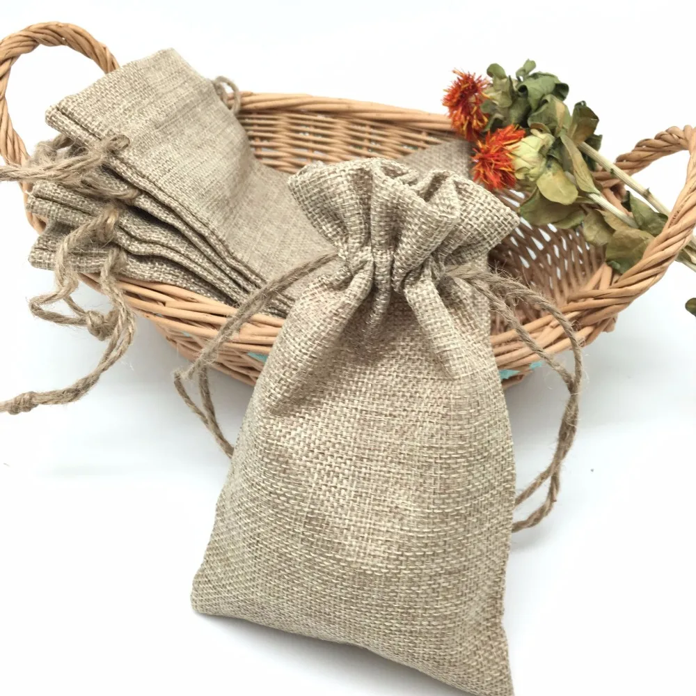 Sacos de yute de arpillera Vintage, recuerdo de fiesta de bodas