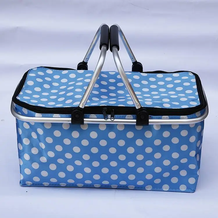 

Thermal environmentally Double handles Folding shopping basket,portable hand basket