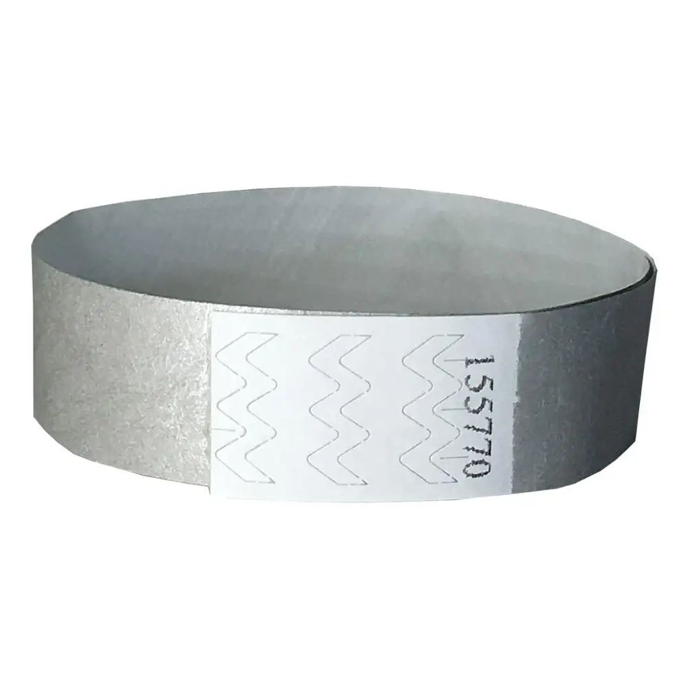 Пользовательские 3/" Tyvek браслеты черный отпечаток только 100 Граф печати контрольные браслеты для вечеринок мероприятий - Цвет: silver
