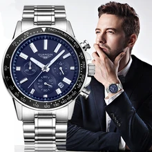Top Brand Mens Watches Luxury GUANQIN Quartz Watch Men Fashion Clock Full Steel Waterproof Wristwatch Male brand watches Blue crrju new women watches brand fashion ladies fabric wristwatch female waterproof clock femmes horloge ultra slim quartz watch