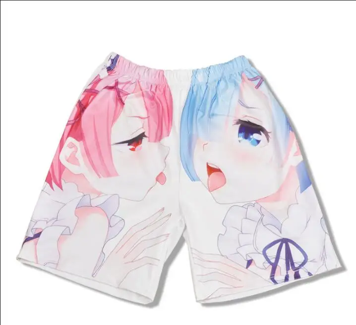 Re: Zero kara Hajimeru Isekai Seikatsu Nul рам и рем шорты Onderkleding Mannen Vrouwen Volwassen пляжные шорты - Цвет: WHITE