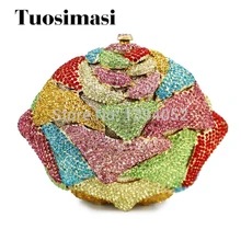 Красочный цветочный форма сцепления Вечерняя горный хрусталь вечерние клатчи дамы кошелек(8764A-C2