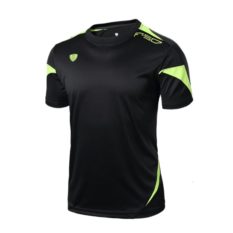 Мужская одноцветная быстросохнущая футболка с коротким рукавом для бега, спортивная одежда, Брендовые мужские впитывающие футболки, мужские топы - Цвет: B