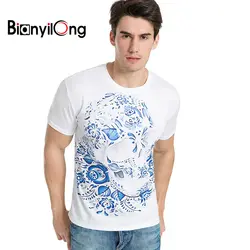 BIANYILONG брендовая одежда новая мода Для мужчин/wo Для мужчин короткие рукава футболка 3d синий черепа цифровой печати летние футболки Топы T