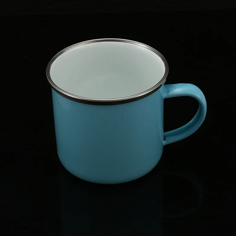 UPORS 12 унций эмалированная кофейная кружка без бисфенола, эмалированная Кружка с ручкой, Классическая одноцветная кофейная кружка для путешествий, для дома, офиса, вечерние, для кемпинга - Цвет: Синий