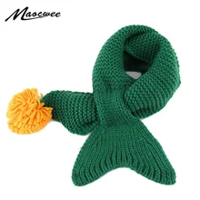 Зимние детские шарфы для мальчиков и девочек Чистый Теплый серии шарф сплошной Цвет лыжный шеи шарф мягкий Вязание ребенок русалка шарф детская