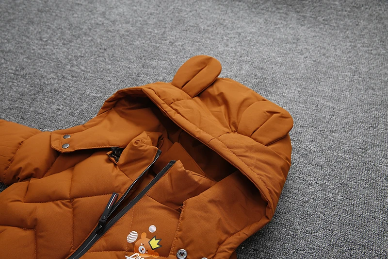 light summer jacket fashion winter boys jacket New children's coat little devil winter boy Cartoon bear print decoration baby hooded cotton jacket cheap winter coats