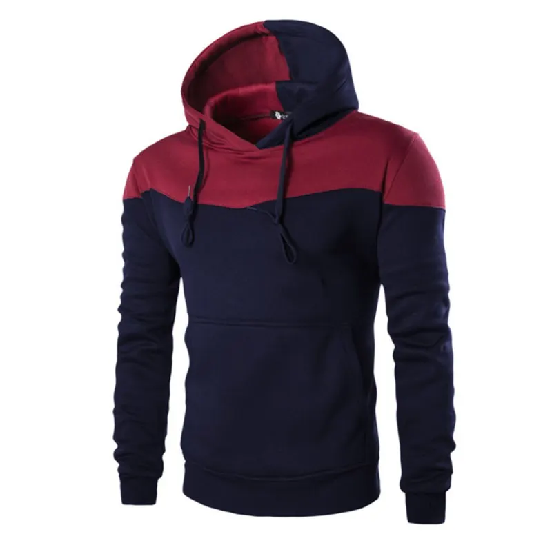 

ROPALIA Spring Autumn Tracksuit Hoodies Male Warm Fleece Coat Hit Color Decorative Pocket Slim Fit Men Hoodies Sweatshirts T7