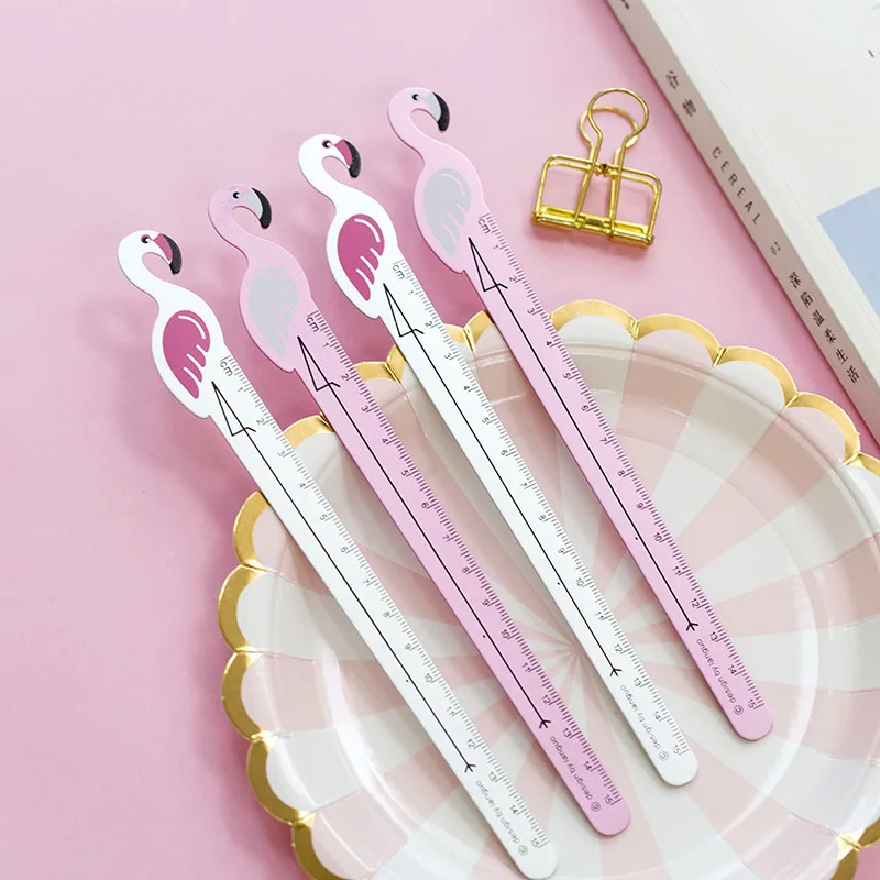 

1 Pcs Metal Ruler Creative Flamingo Measuring Drawing Tool Bookmarks Straight Ruler School Stationery Supplies Gift