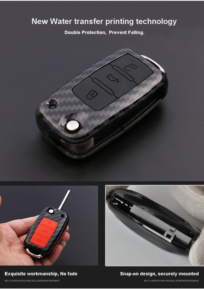 Keyforkess 10x copertura della cassa chiave dell'automobile del carbonio per Volkswagen VW Golf 7 mk7 Seat Ibiza Leon FR 2 Altea Aztec per Skoda Octavia -