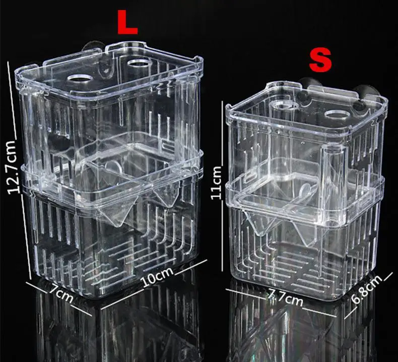 2 размера, акриловый двухслойный аквариумный плавающий рыбный инкубатор, чаша для аквариумов, инкубатор для размножения, изоляция Для гуппи Бетта - Цвет: Белый