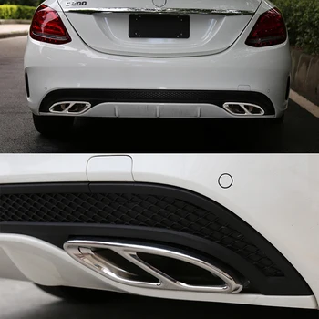 

2Pcs Black Steel Exhaust Trims Tail pipes For Mercedes Benz GLC C E Class C207 2014-2017 W212 W213 W205 X253 C180 C200 Car Part