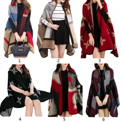 Новый Для женщин зима искусственного кашемира пашмины шаль Мода Boho Стиль Плед толстый теплый Одеяло пончо шарфы