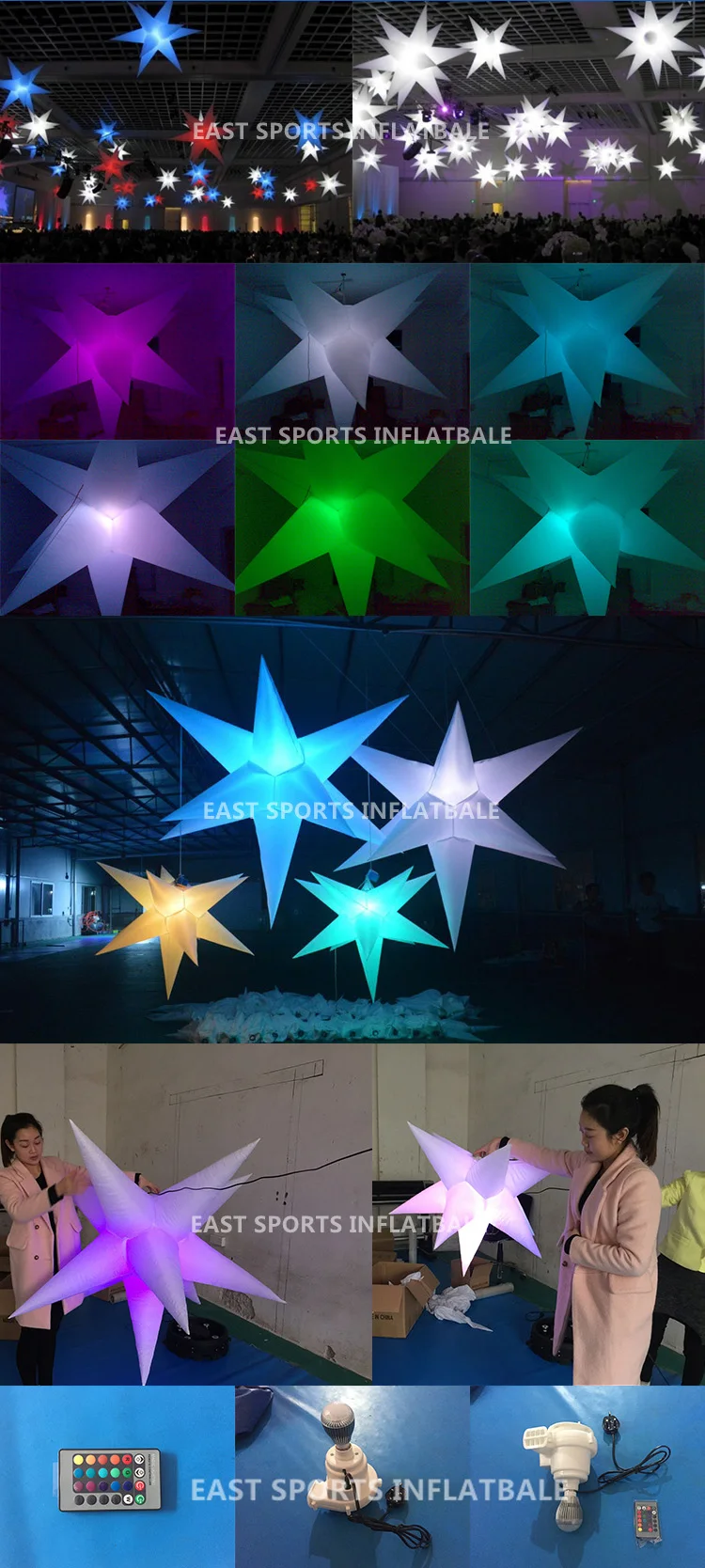 Коммерческая реклама надувная звезда гигантская надувная Светодиодная звезда с системой светильник