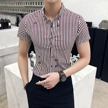 Мужские полосатые рубашки с короткими рукавами мужские повседневные Летние походные дизайнерские рубашки крутая мужская одежда