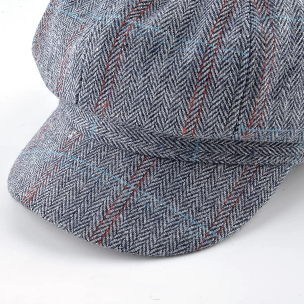 Новые модные кепка восьмиклинка женщин Классическая клетчатая твид головные уборы для мужчин винтажная художница остроконечная шляпы британский стильберет унисекс