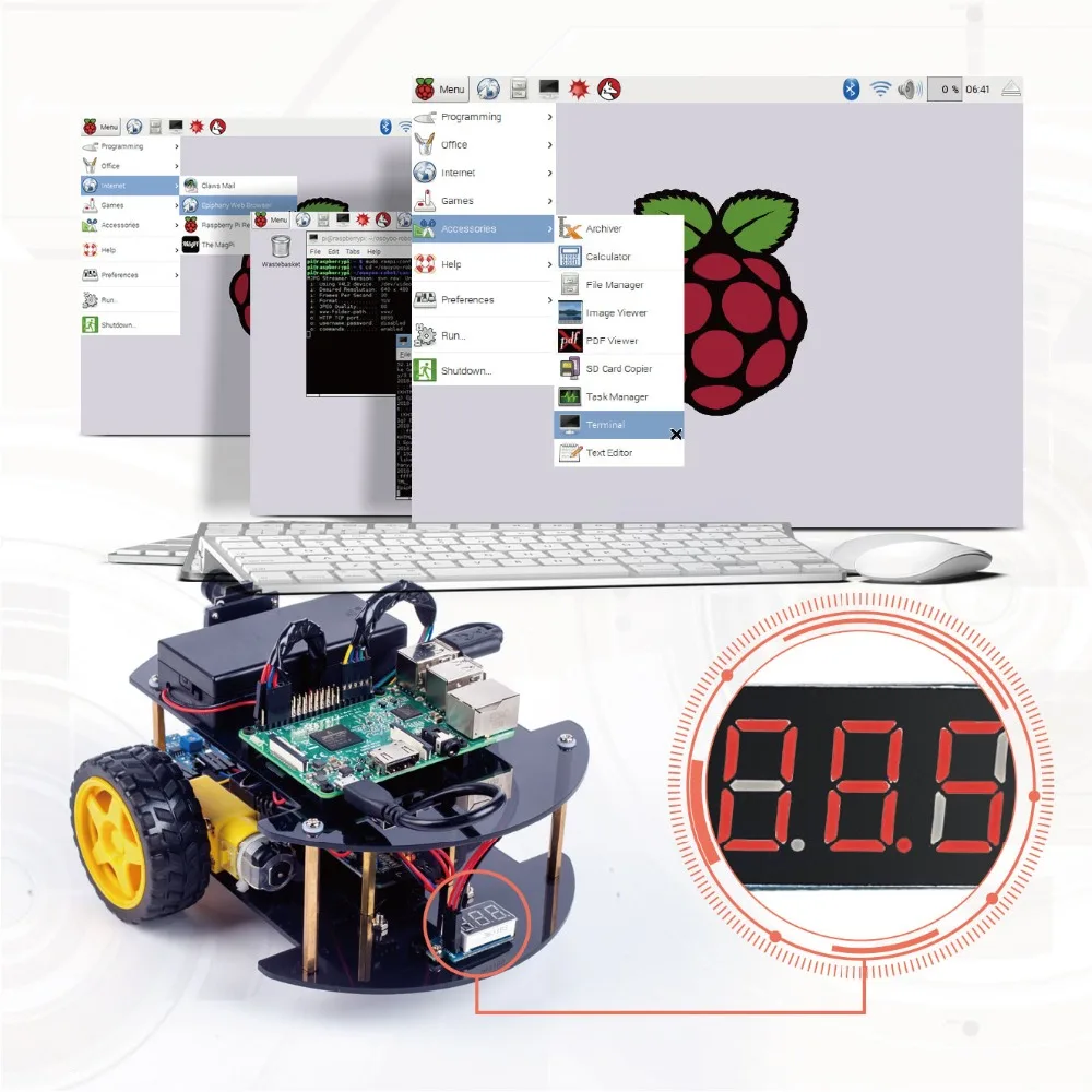 OSOYOO Robot car kit Smart Car Learning Kit for Raspberry Pi 3,B+Android IOS APP WiFi Wireless (Not include Raspberry P3 board )