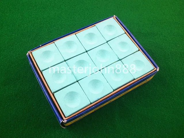 

Pool Billiards Snooker Box Of 12pcs Cubes Chalk Green Free Shipping Wholesales