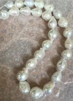 

Wholesale price ^^^huge 13-15 mm baroque south sea white pearl necklace 18inch