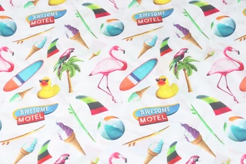 

140*50cm Hawaiian ice cream Flamingo Cotton Sewing Fabric DIY Handmade Material Hometextile Patchwork For baby Bag Kids