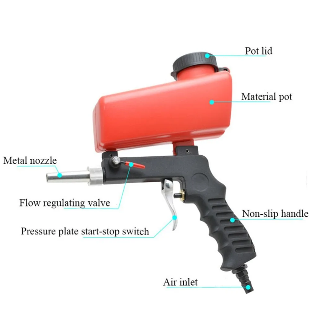 Гравитационная подача Пескоструйный пистолет воздушный Пескоструйный портативный скоростной бластер Пескоструйный пистолет для удаления ржавчины Пескоструйный Аппарат