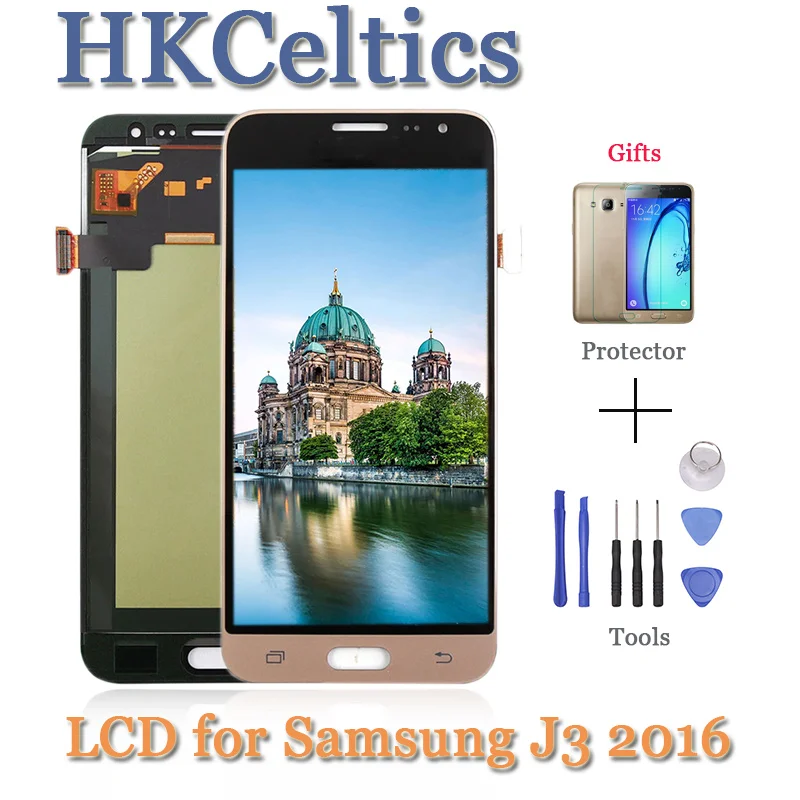 J320f lcd для SAMSUNG GALAXY J3 2016 LCD J320F J320FN J320M дисплей + сенсорный экран j3 регулировка