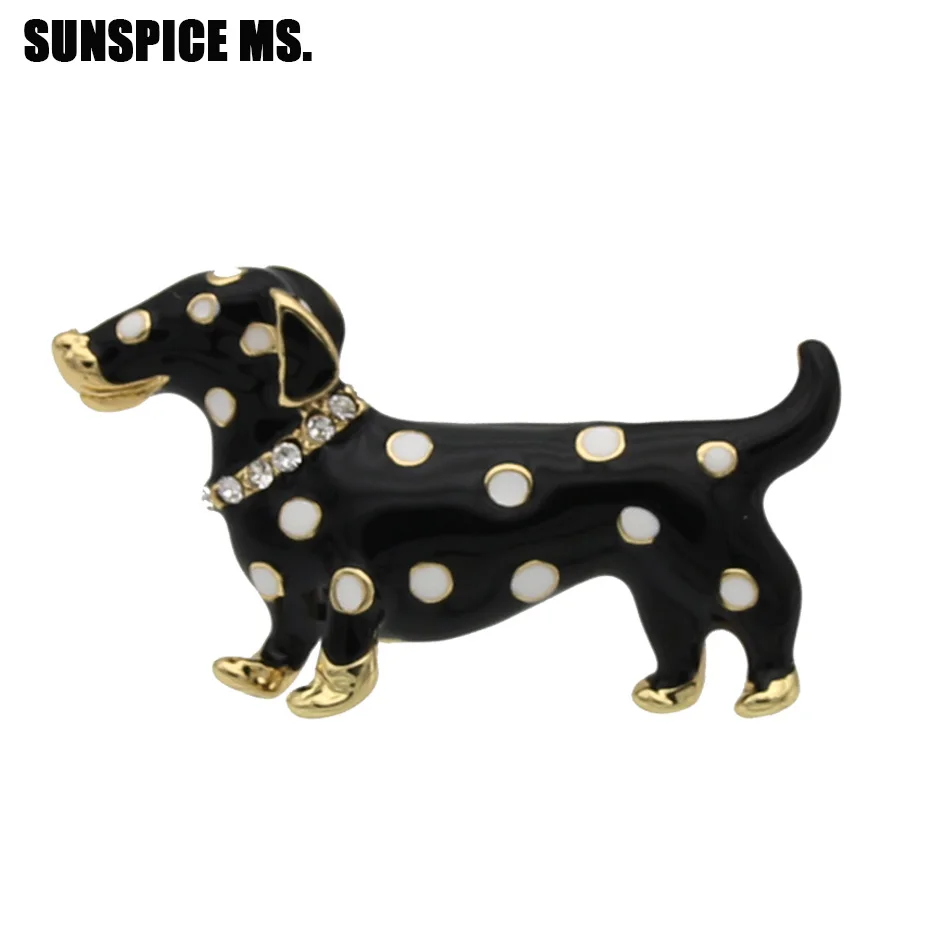 

Enamel Black Rhinestone Dog Brooches Women Animal Brooch Pins Scarf Sweater Shoulder Collar Corsage Jewelry Kids Gifts 2018