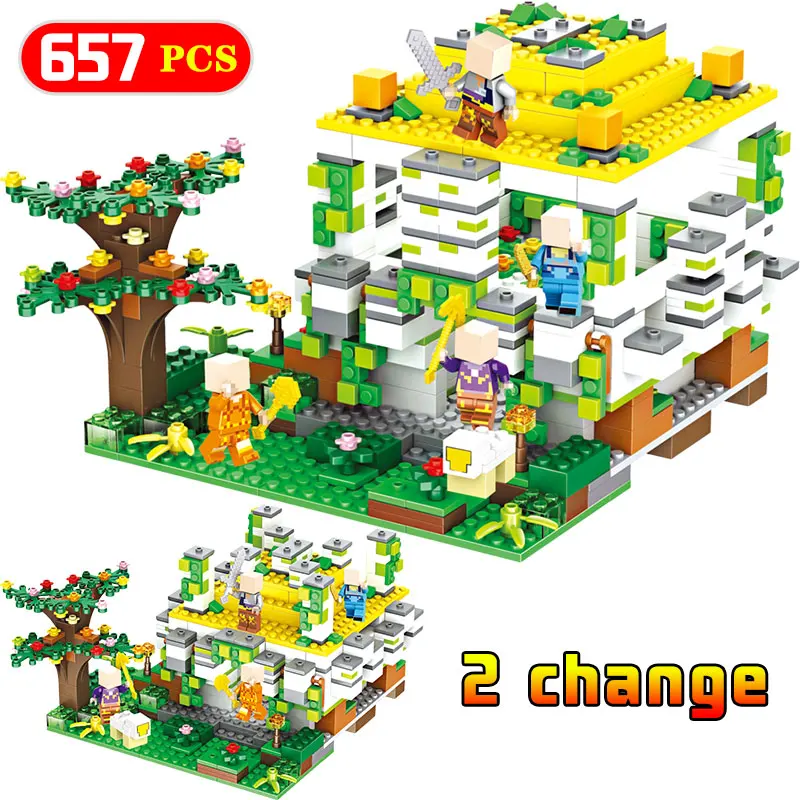 

New LegoINGlys Minecraft 2 Changes My World Series Forest Cave Zombie Tree Woods Hole Building Blocks 657 PCS Bricks Toys Gifts