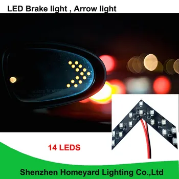 

Homeyard 2pcs Universal Fit Ultra Slim 14-SMD Side Mirror LED Turn Signal Arrows, Amber Yellow brake light for all car