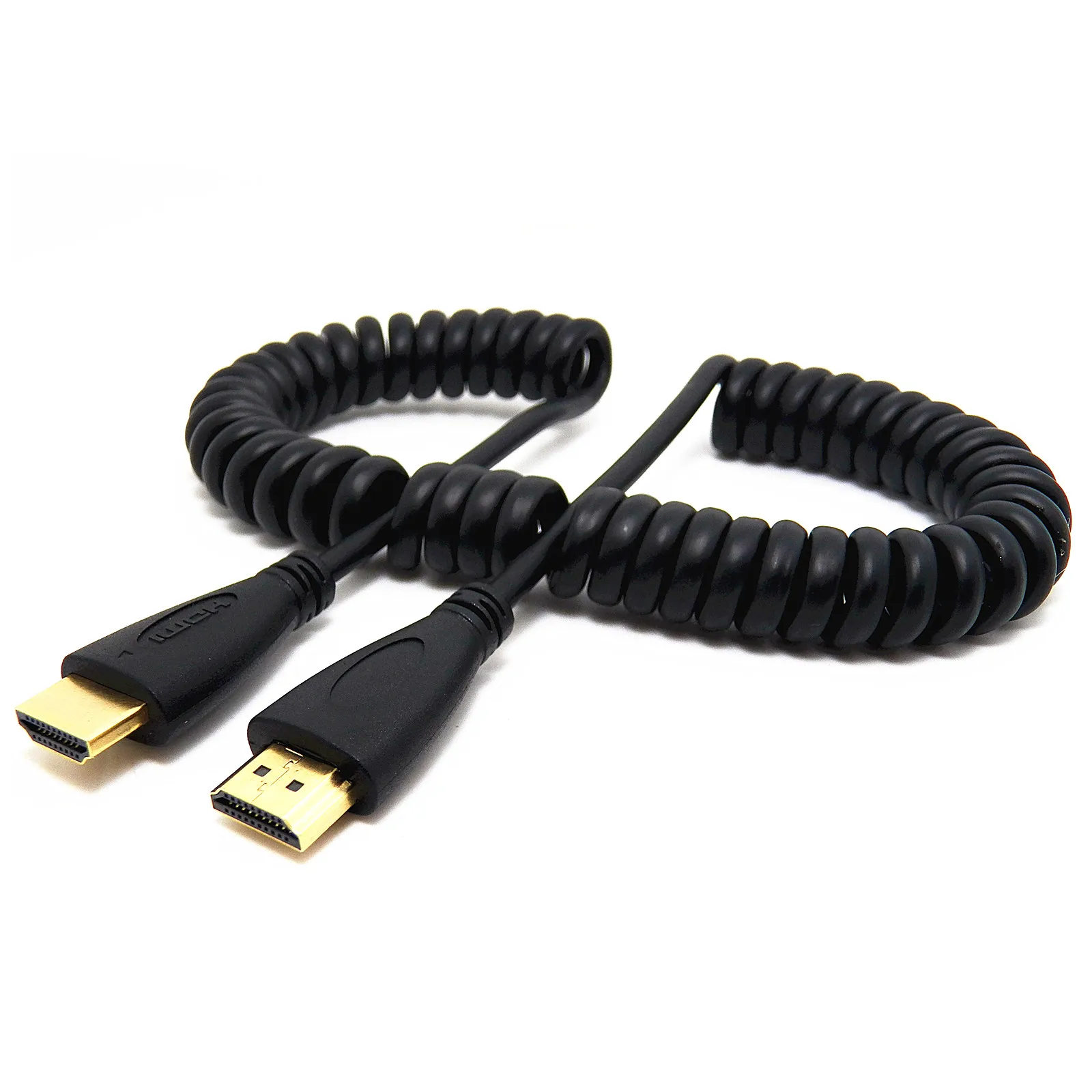 Micro HDMI Mini HDMI 90 градусов угловой штекер к HDMI растягивающийся пружинный кабель спиральный Разъем