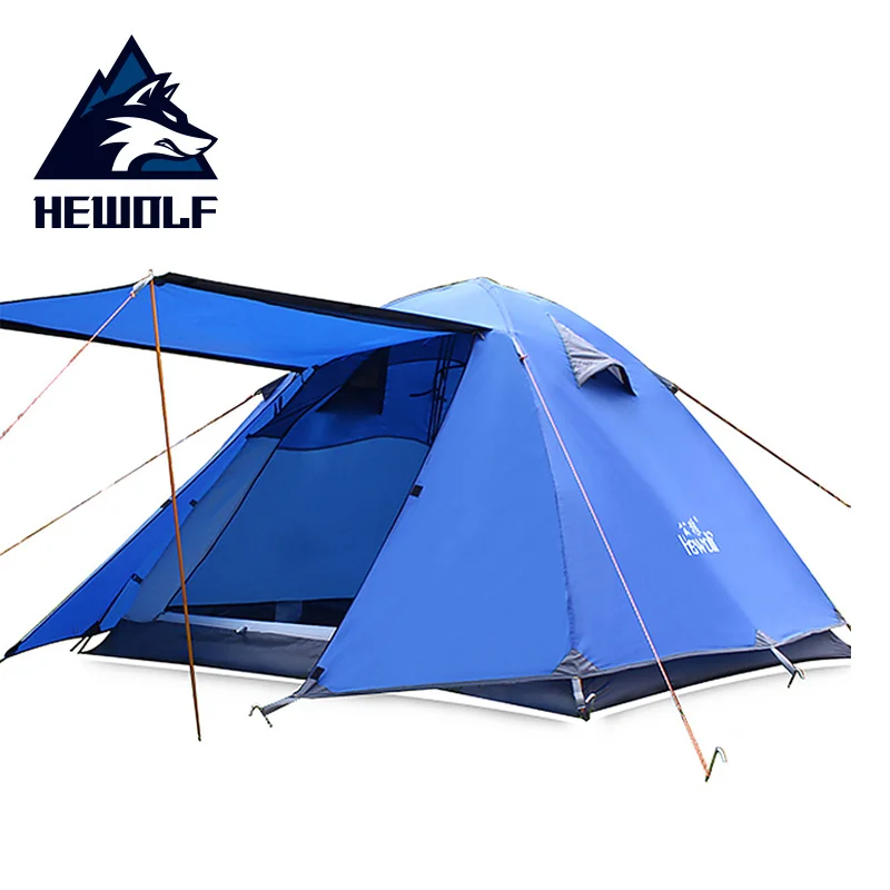 

Hewolf 3-4 Persons Dual Layer Waterproof Camping Tent 4 Season Portable Anti-UV Outdoor Tourist Tents for Hiking Beach Travel