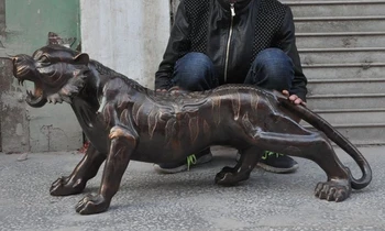 

41" China Fengshui Bronze Beast Kings Animal Tiger Tigers Lucky Statue Sculpture