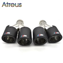 2pcs Inlet (57mm) Outlet (90mm) M performance Carbon Fiber Car Exhaust Pipe Tip Motorsport Modified For BMW Accessories