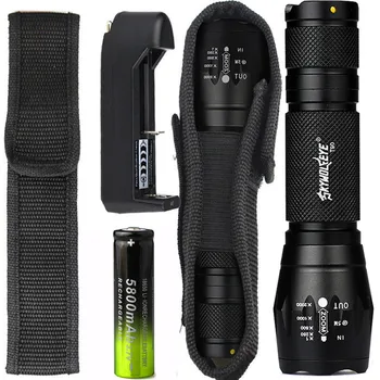 

High Quality Tactical T6 Zoomable LED Flashlight X800 G700 Battery Charger Torch Lamp Battery